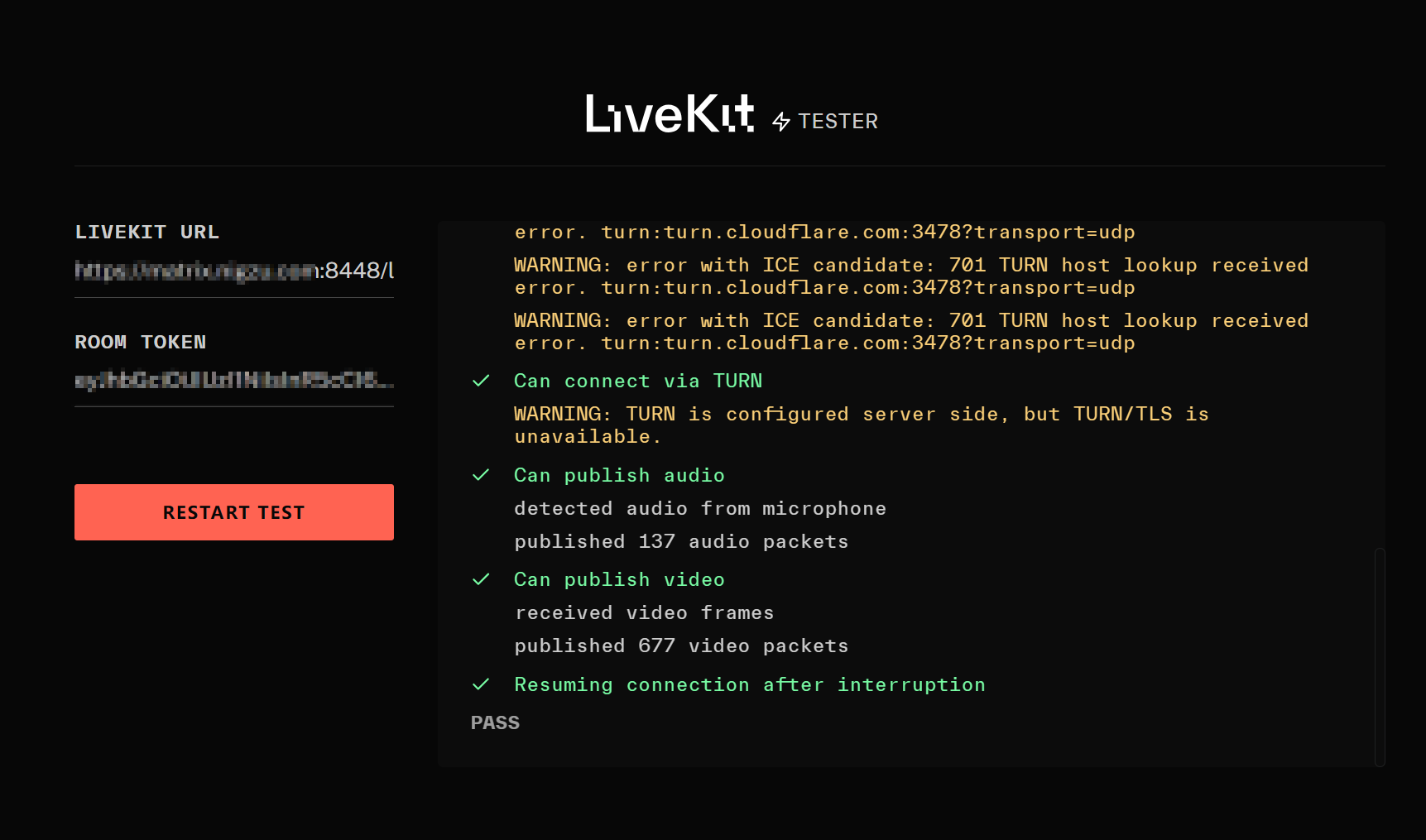 LiveKit Connection Tester