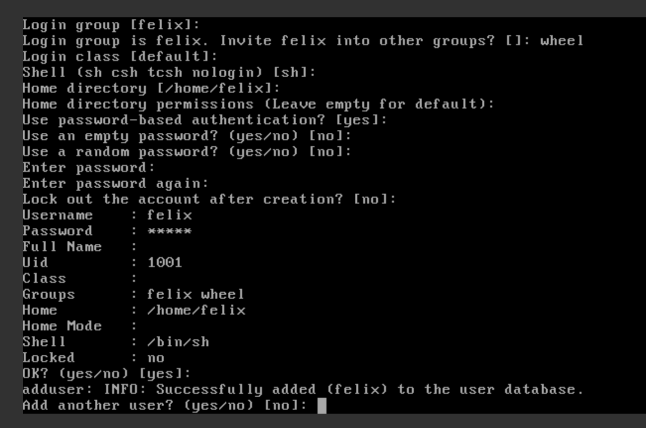 FreeBSD 15 用户创建提示