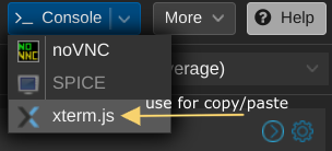 Proxmox VE 控制台选择 xterm.js